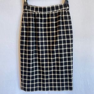 UNGARO Parallele Size 4 Vintage Black White Midi Pencil Skirt Pockets Lined